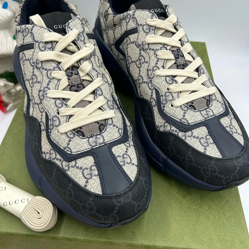 Men's Gucci GG supreme Rython sneakers size 12 made in Italy NWT - Picture 3 of 11